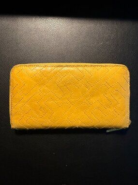 Tory Burch Stitched Yellow Leather Wallet